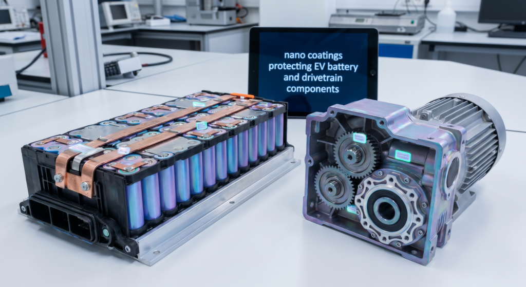 nano coatings protecting EV battery and drivetrain components.