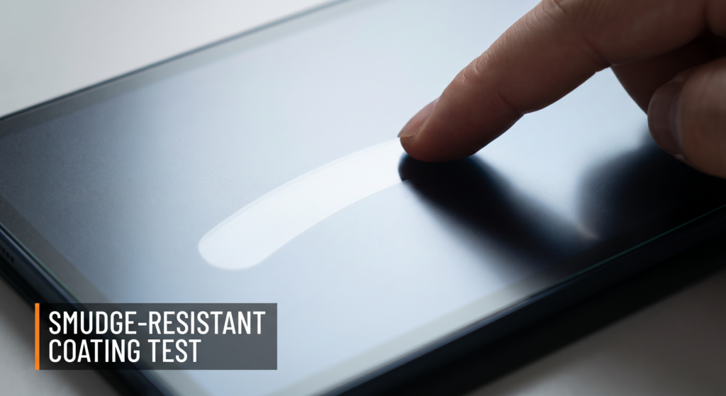 smudge and scratch resistant coating on an electronic touchscreen.
