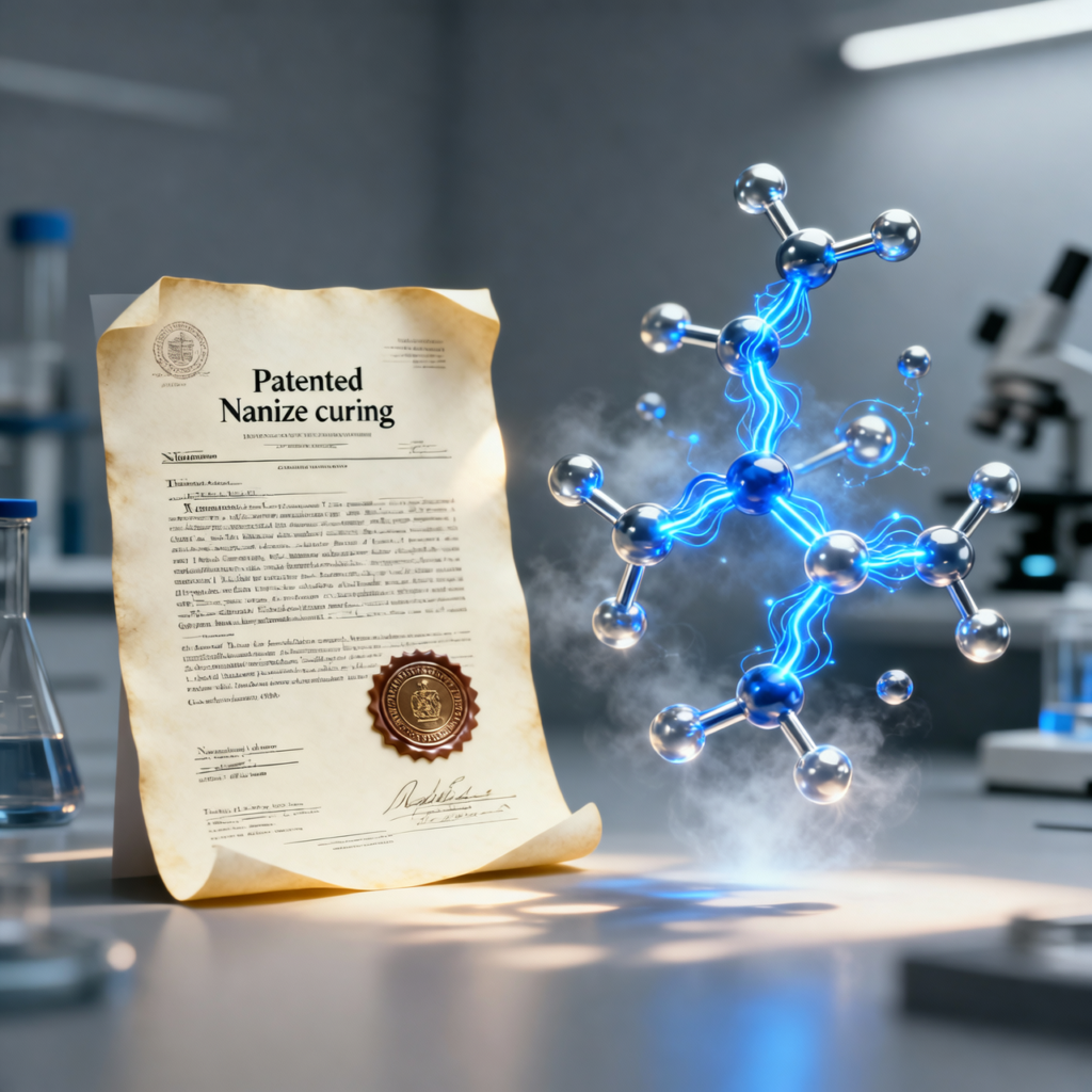 patented Nanize curing process represented alongside molecular bonding.